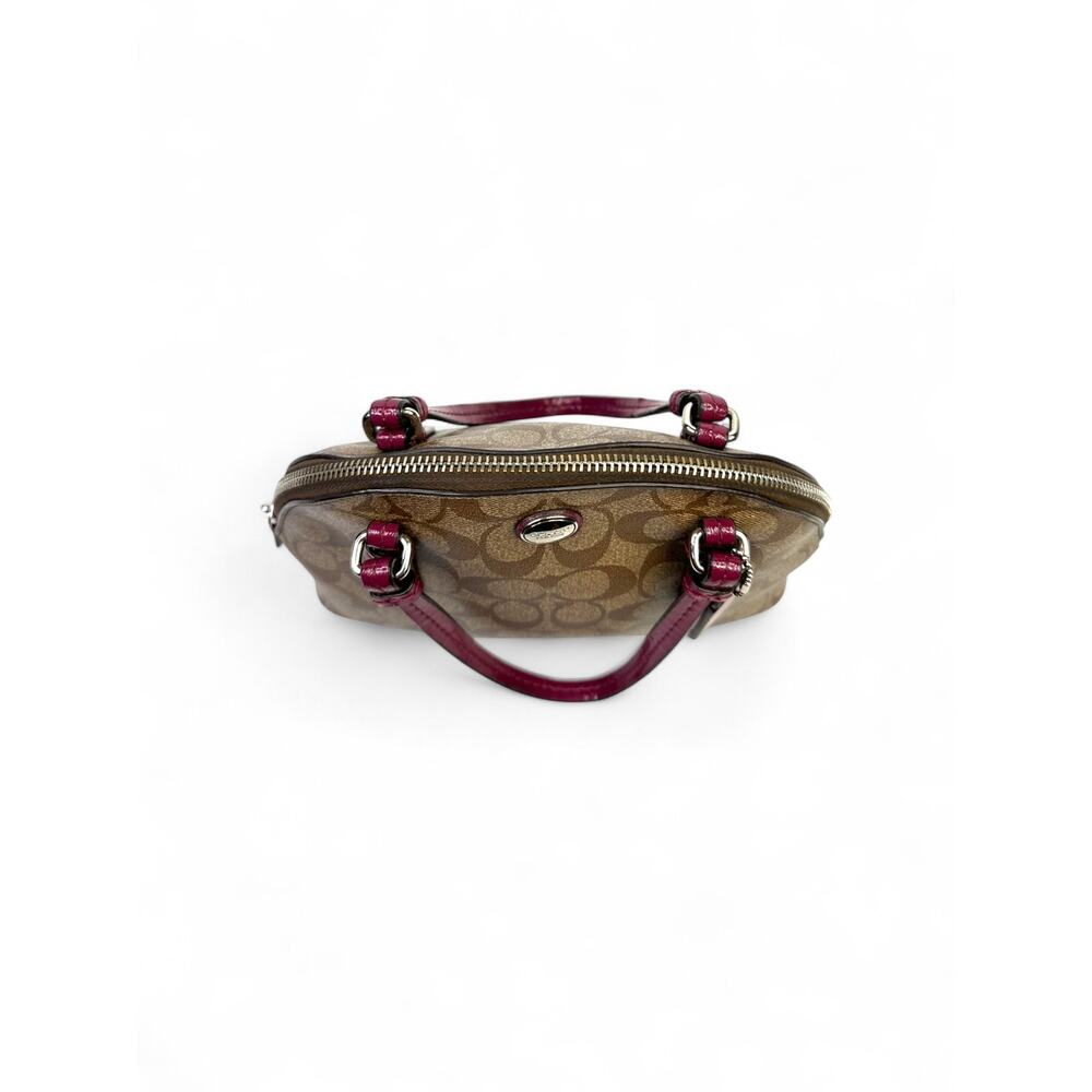 Coach Signature Dome Satchel with Magenta Patent Leather Trim - Picture 11 of 16